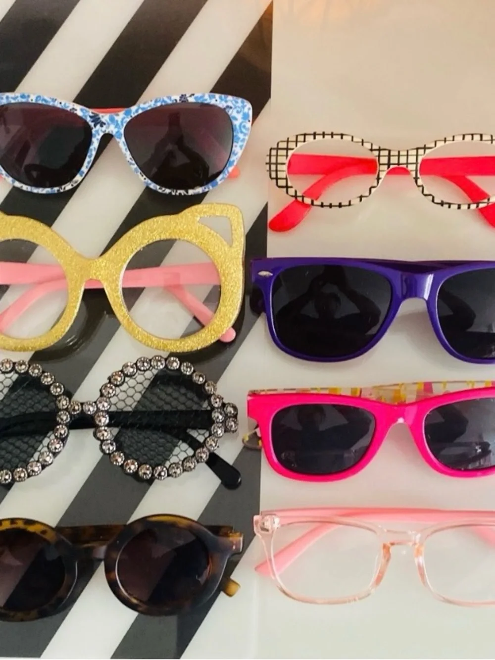 Girls Fashion Sunglasses Bundle - Pink, Gold, Purple, Black, Blue, Red